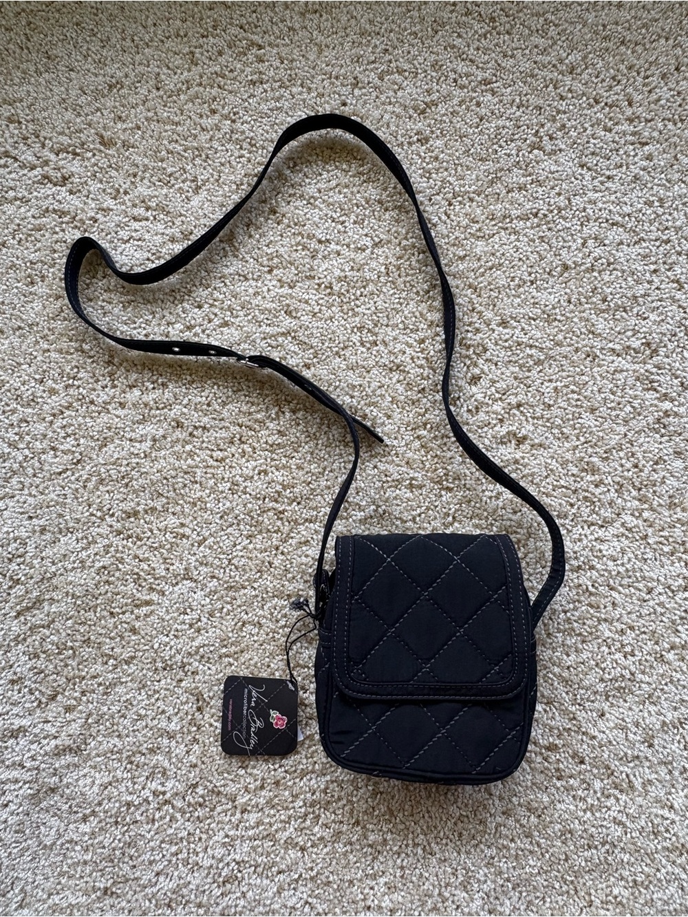 Vera Bradley Lili Hipster Crossbody Bag Black Microfiber Quilted NWT